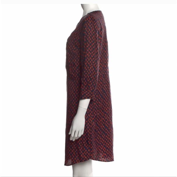 Hobbs Floral Patterned Navy Button-Up Shirt Dress Silk Blend Small - Picture 15 of 16